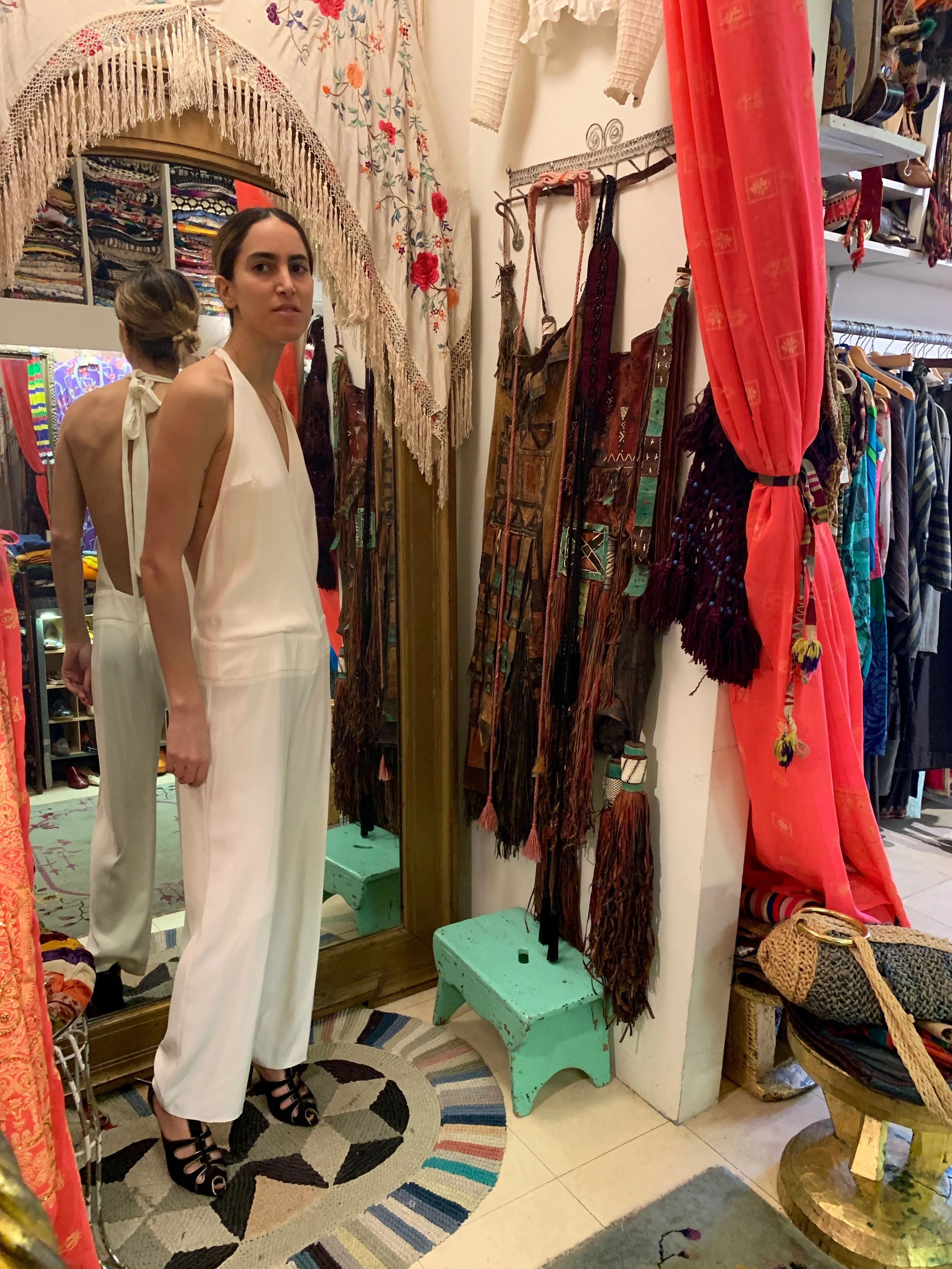 1990's White Crepe Jumpsuit - SOLD