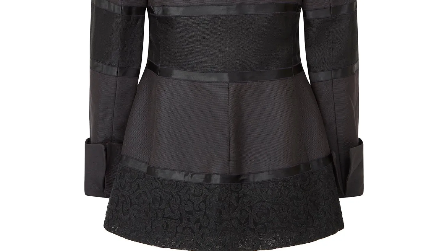 1998 Runway Jacques Fath Black Silk Lacework Jacket