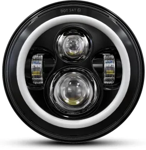 7 Inch LED Halo Headlights with Amber Turn Signal White DRL Compatible with Jeep Wrangler JK TJ CJ Chevy Blazer C10 Camaro Ford F150 F250 F350-1PC