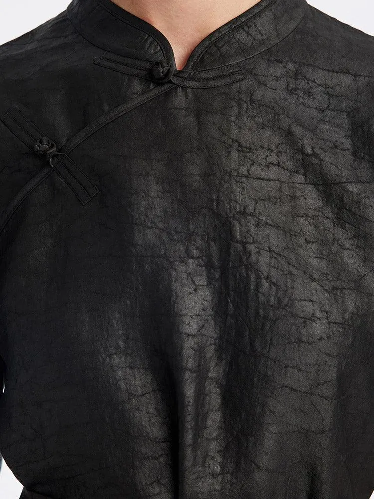 Black Cheongsam Mandarin Collar Xiang Yun Silk Dress