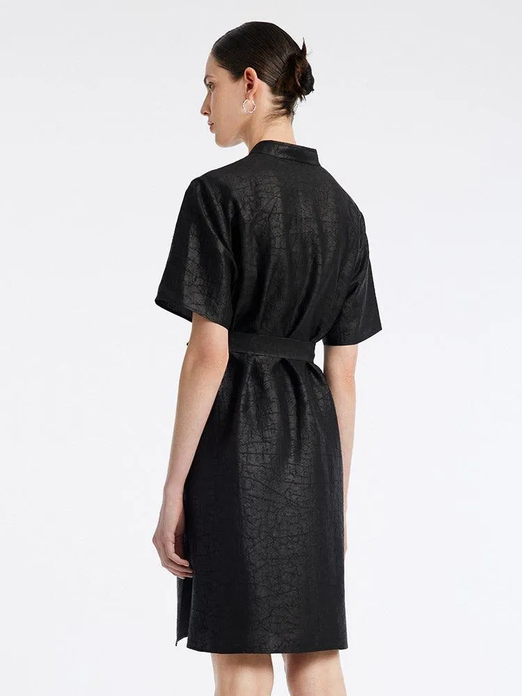 Black Cheongsam Mandarin Collar Xiang Yun Silk Dress