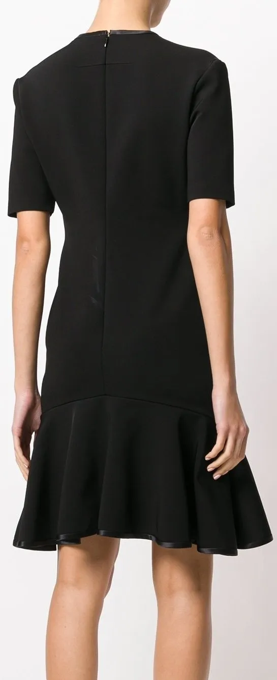 Black V-Neck Dress with Ruffle Flare Hem