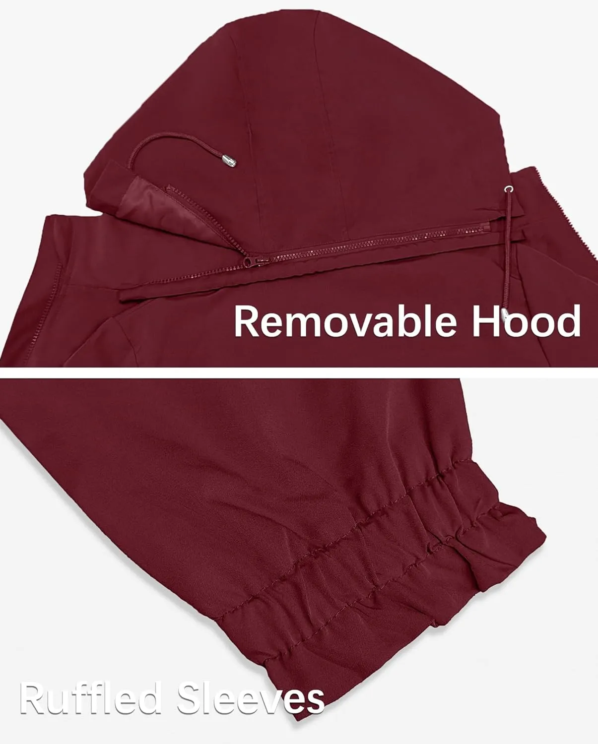 Bloggerlove Women Rain Jacket Waterproof Raincoat with Hood Lightweight Outdoor Windbreaker