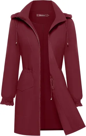 Bloggerlove Women Rain Jacket Waterproof Raincoat with Hood Lightweight Outdoor Windbreaker