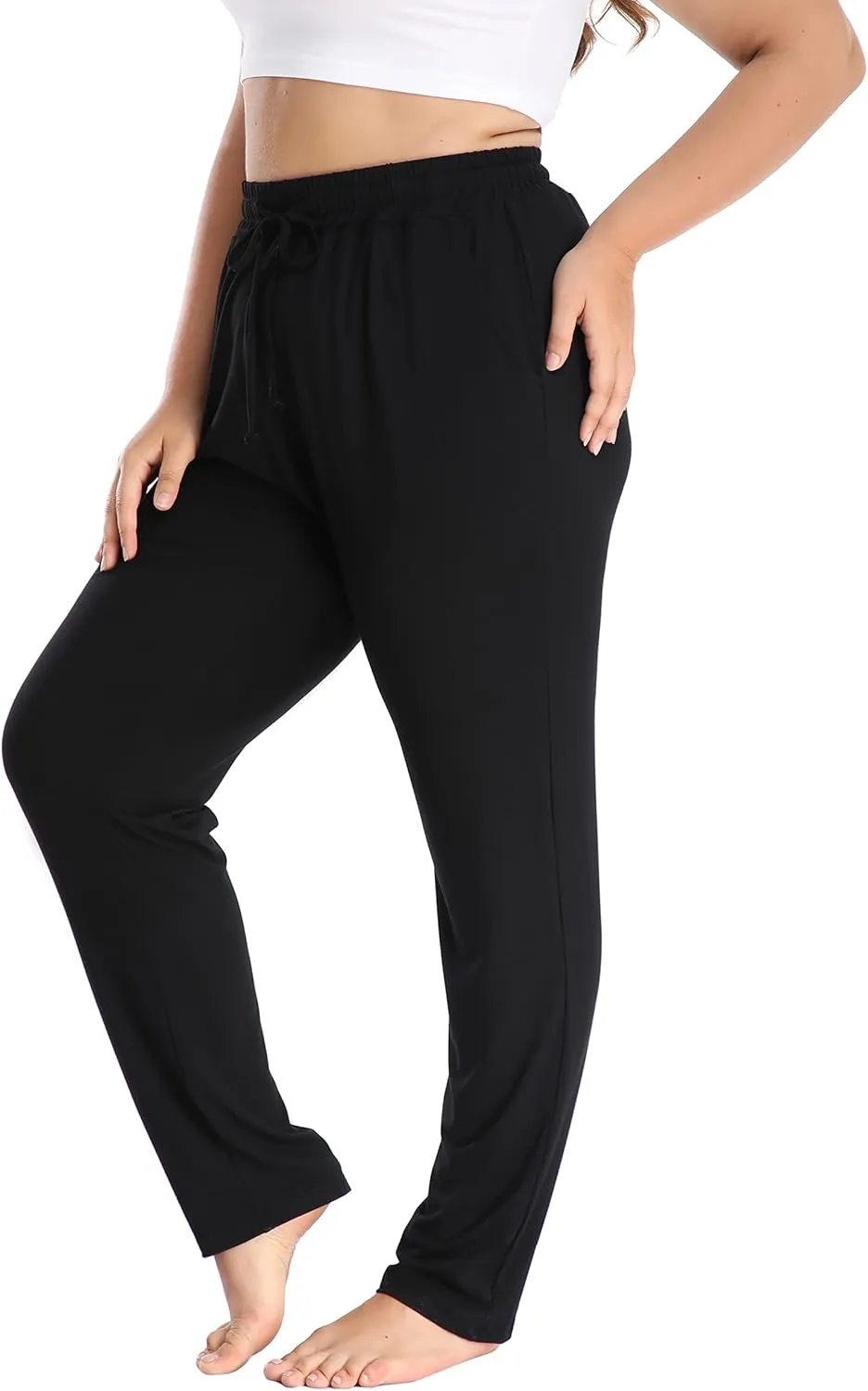 Cheapestbuy Women's Plus Size Comfy Lounge Pants Active Yoga Sweatpants Casual Stretchy Jogger Pants with Pockets Drawstring