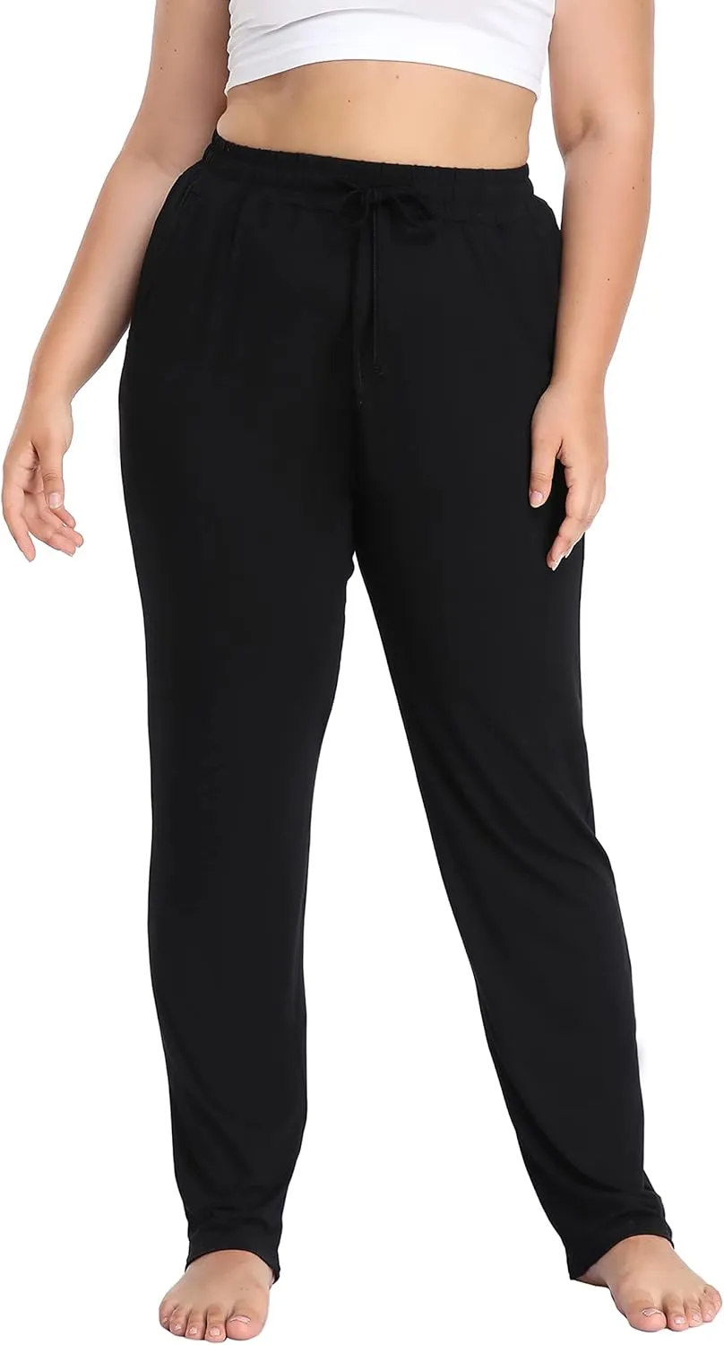 Cheapestbuy Women's Plus Size Comfy Lounge Pants Active Yoga Sweatpants Casual Stretchy Jogger Pants with Pockets Drawstring