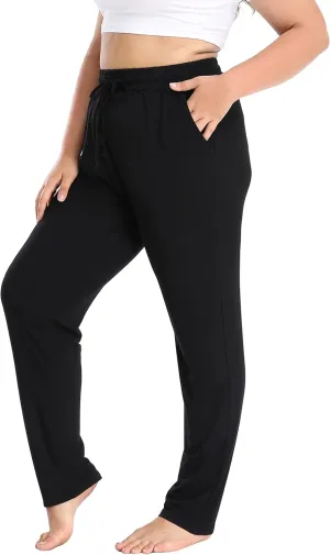 Cheapestbuy Women's Plus Size Comfy Lounge Pants Active Yoga Sweatpants Casual Stretchy Jogger Pants with Pockets Drawstring