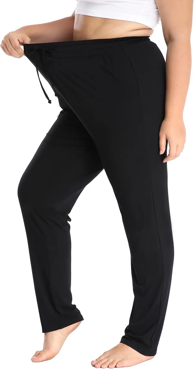 Cheapestbuy Women's Plus Size Comfy Lounge Pants Active Yoga Sweatpants Casual Stretchy Jogger Pants with Pockets Drawstring