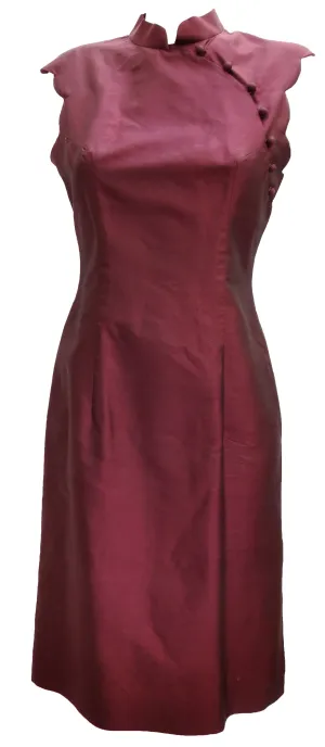 Cheongsam Cocktail Dress in Plum Shot Silk, UK10