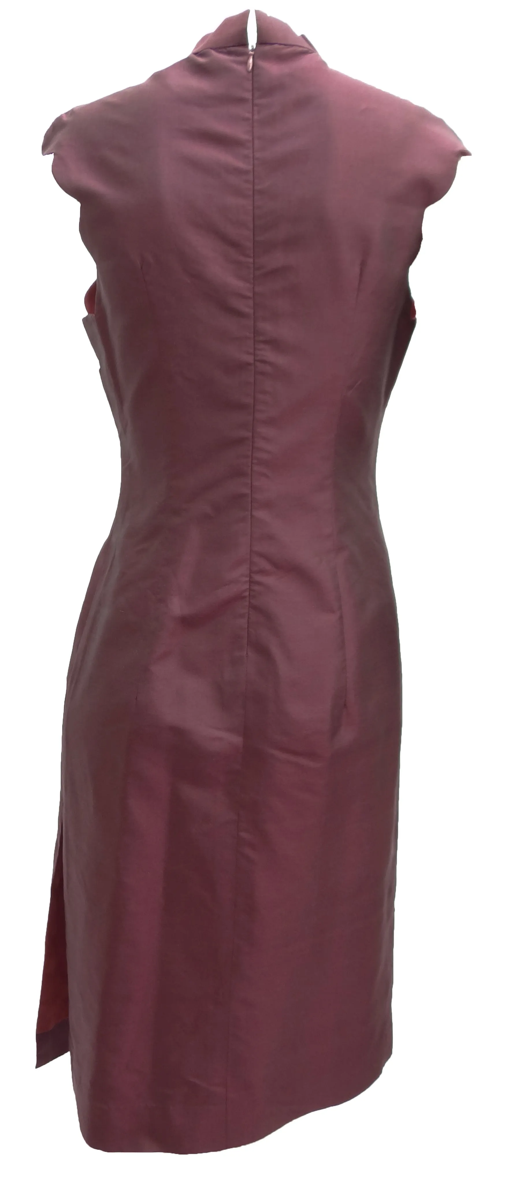Cheongsam Cocktail Dress in Plum Shot Silk, UK10