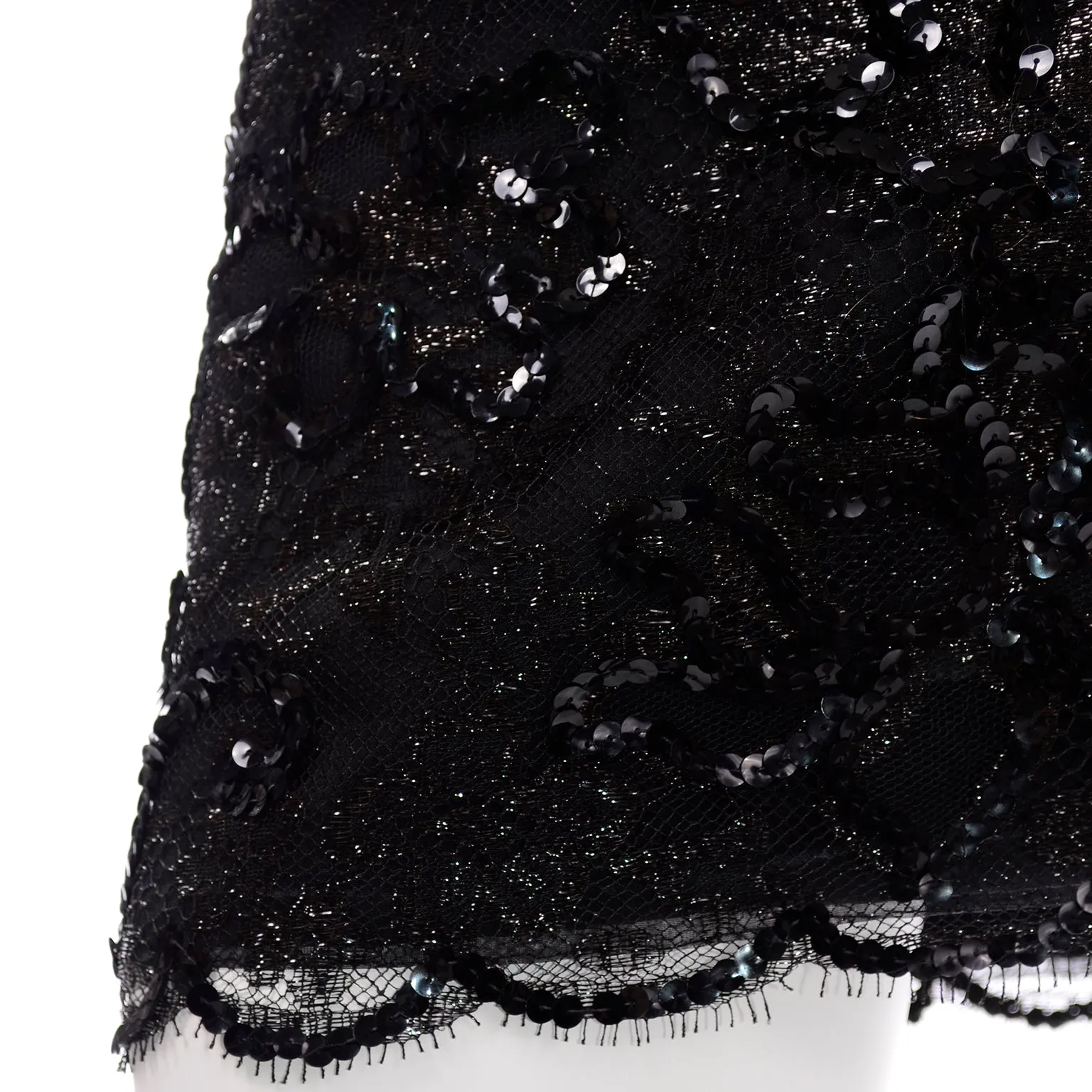 Deadstock Givenchy Couture Black Lace Velvet and Sequins Evening Skirt Suit