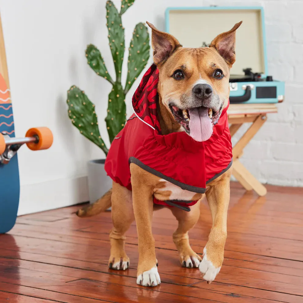 Dog Rain Coat - Reversible Red