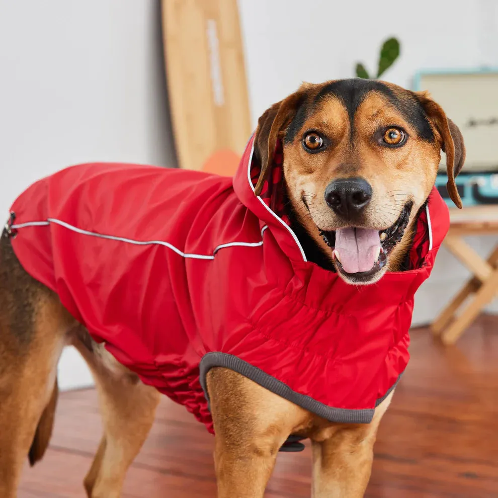 Dog Rain Coat - Reversible Red