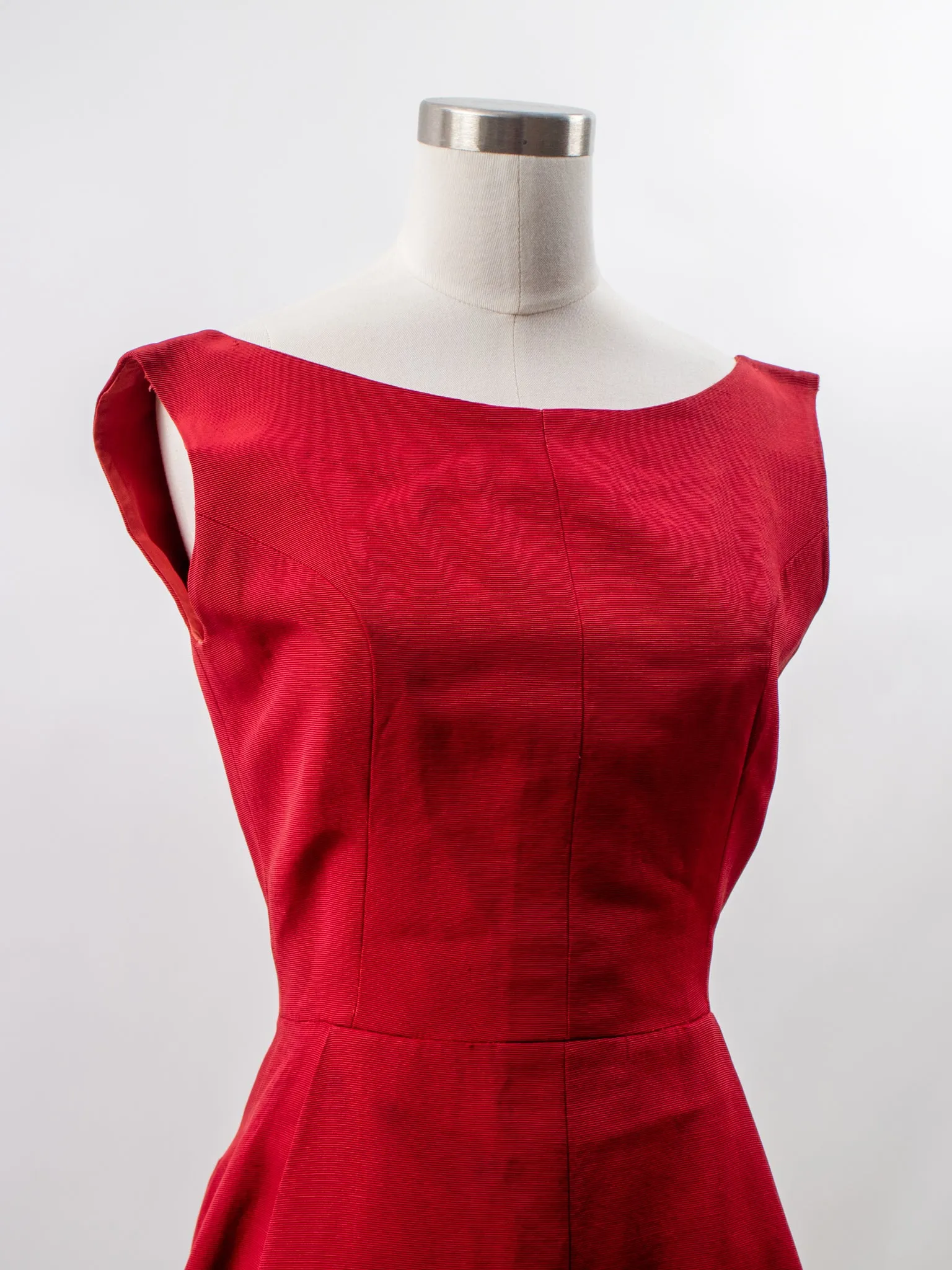 Early 1960s Raspberry Red Givenchy Université Designer Low Back Cocktail Dress