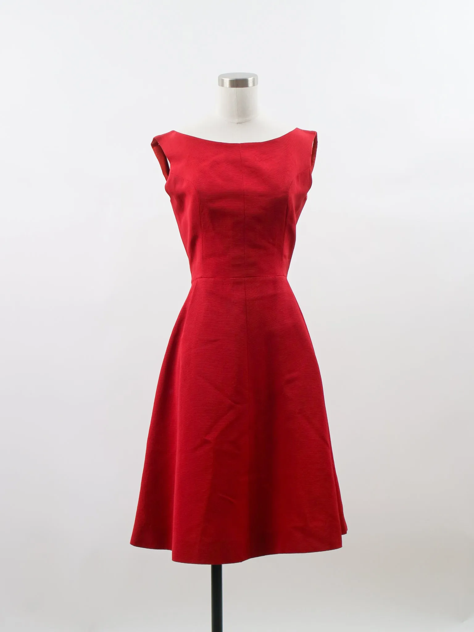 Early 1960s Raspberry Red Givenchy Université Designer Low Back Cocktail Dress