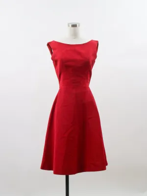 Early 1960s Raspberry Red Givenchy Université Designer Low Back Cocktail Dress
