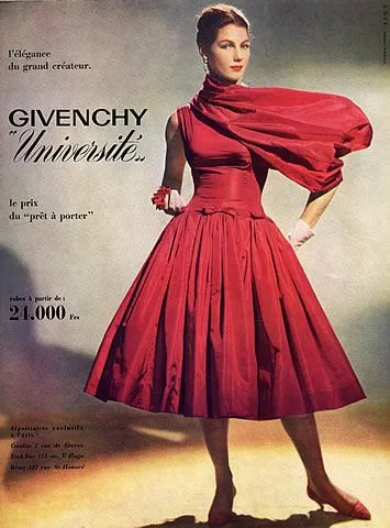 Early 1960s Raspberry Red Givenchy Université Designer Low Back Cocktail Dress