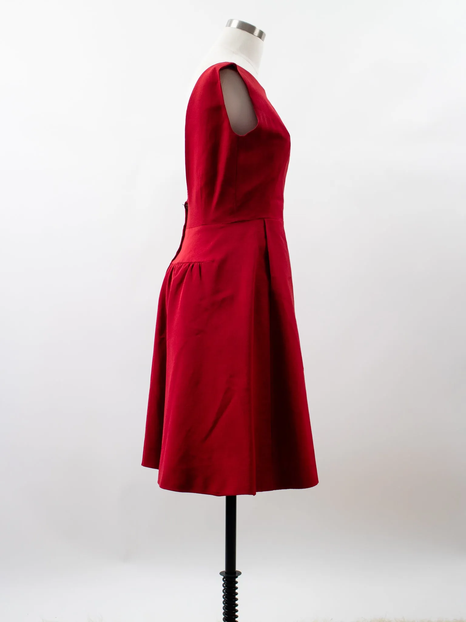 Early 1960s Raspberry Red Givenchy Université Designer Low Back Cocktail Dress