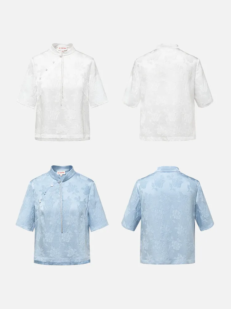 EP YAYING New Chinese Style Silk Shirt