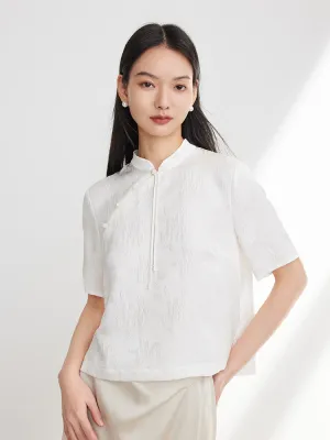 EP YAYING New Chinese Style Silk Shirt