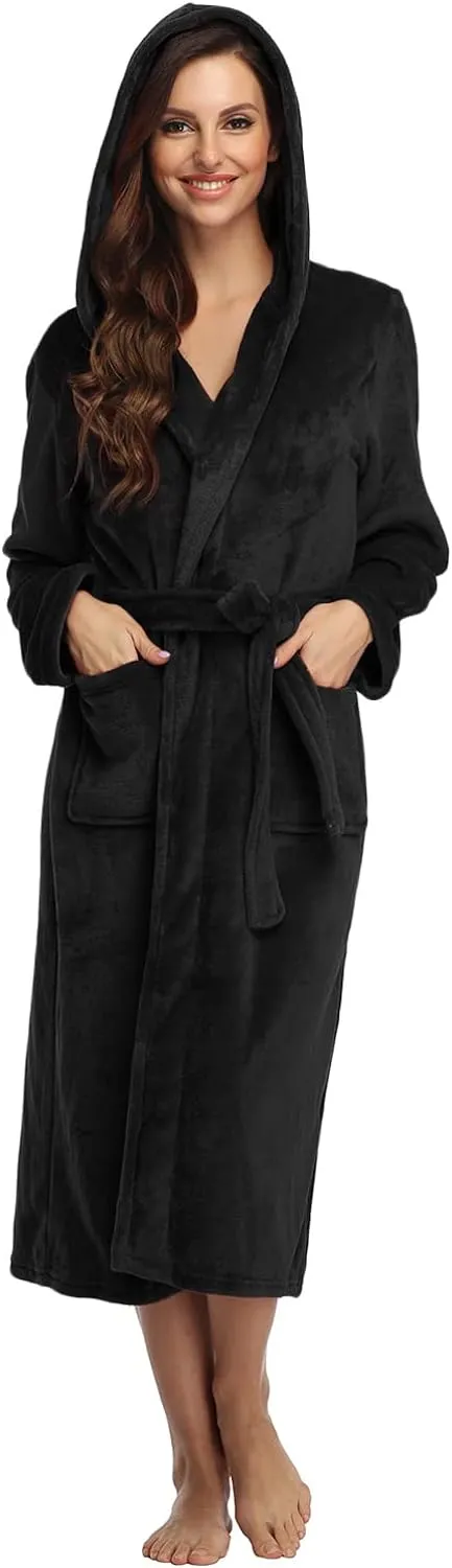 Fleece Plush Black Bathrobe