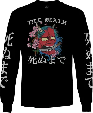 Front Demon Graphic Traditional Japanese Till Death Anime Aesthetics Long Sleeve Men's