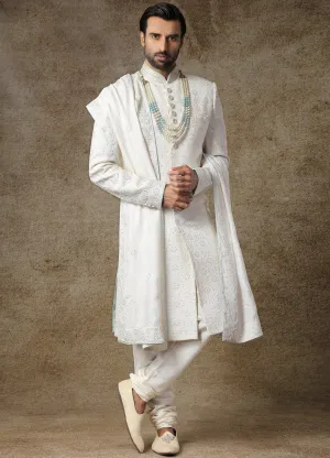 Frost White Embroidered Sherwani