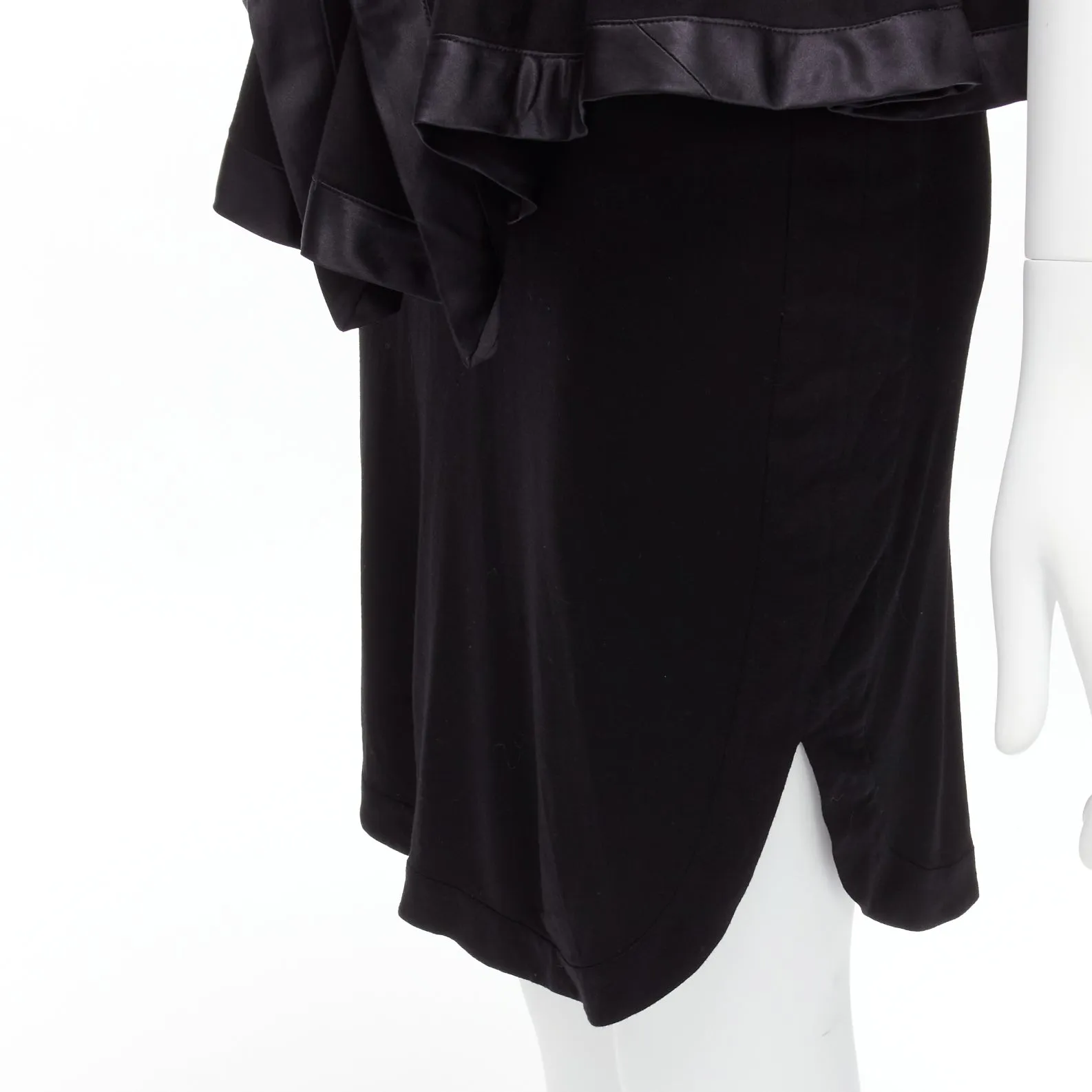 GIVENCHY RICCARDO TISCI Runway black satin jersey ruffle peplum racer dress