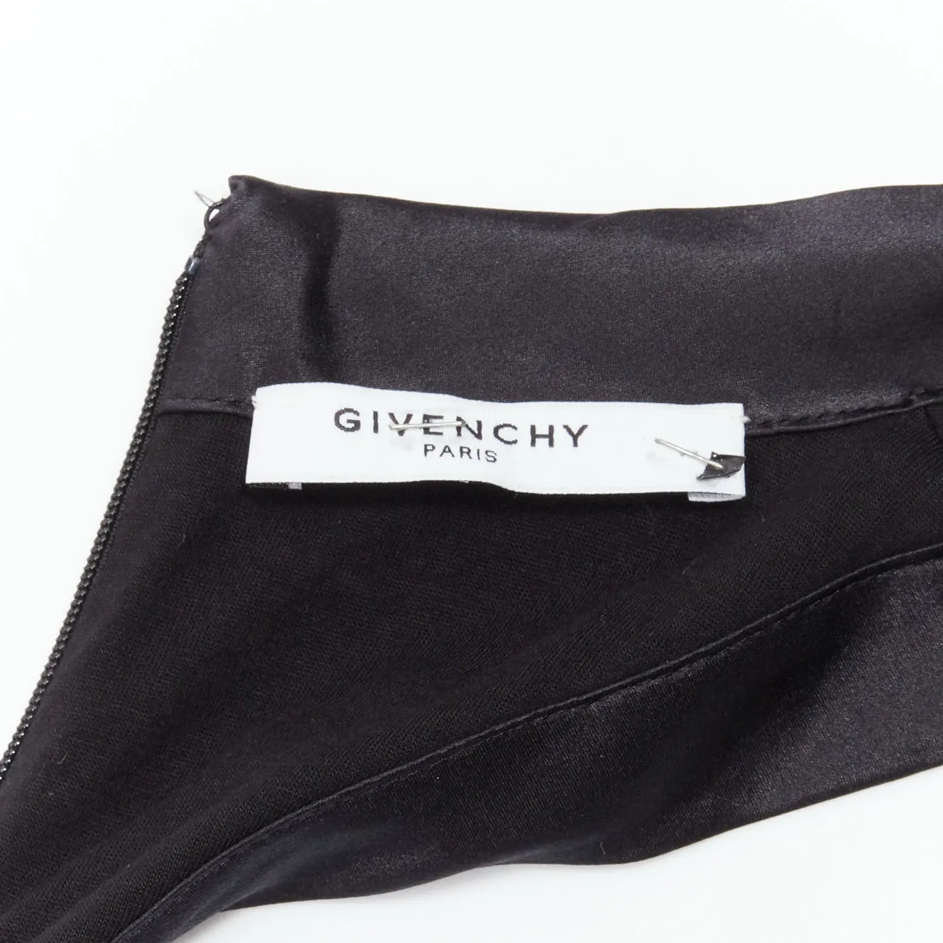 GIVENCHY RICCARDO TISCI Runway black satin jersey ruffle peplum racer dress