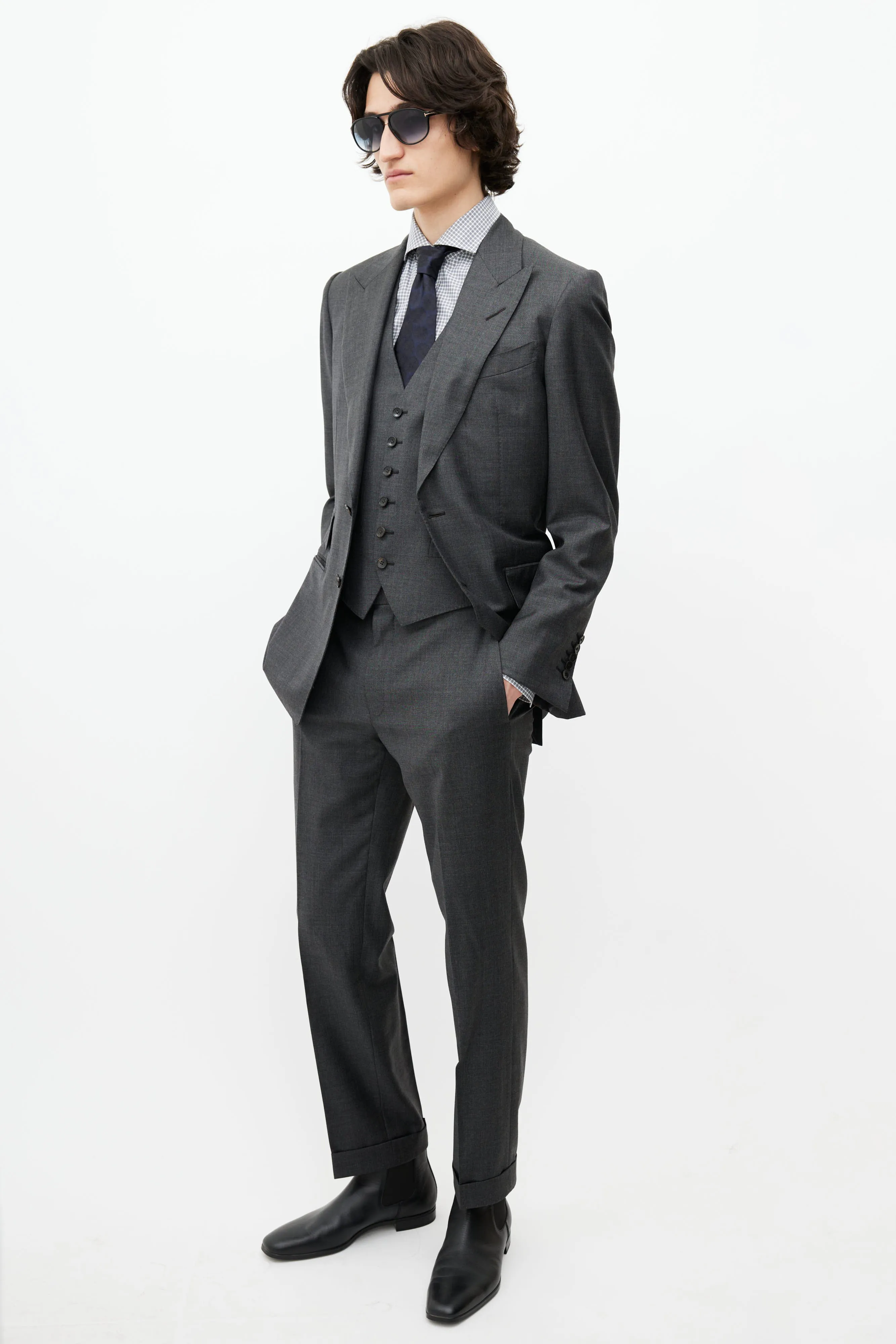 Grey Wool Three Piece Suit