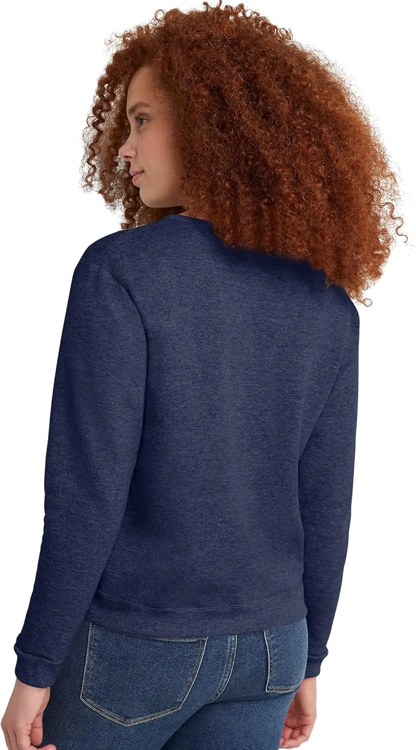 Hanes Women's Ecosmart V-Notch Crewneck Sweatshirt, Fleece Pullover Sweatshirt For Women