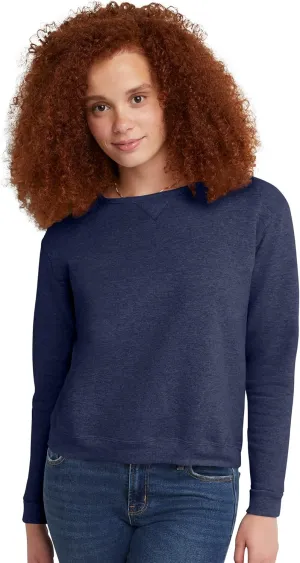 Hanes Women's Ecosmart V-Notch Crewneck Sweatshirt, Fleece Pullover Sweatshirt For Women