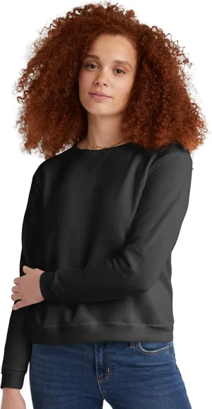 Hanes Women's Ecosmart V-Notch Crewneck Sweatshirt, Fleece Pullover Sweatshirt For Women
