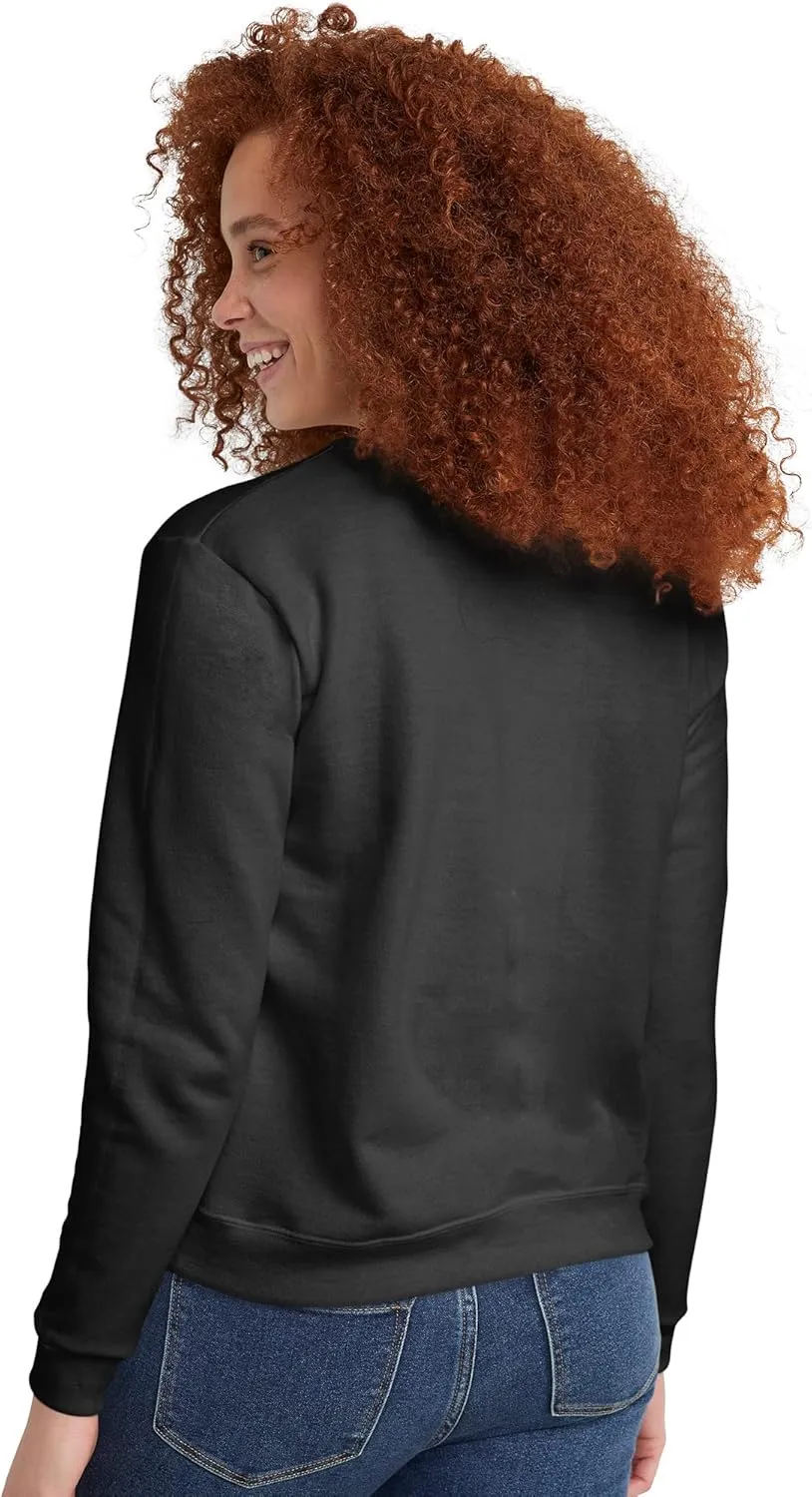 Hanes Women's Ecosmart V-Notch Crewneck Sweatshirt, Fleece Pullover Sweatshirt For Women