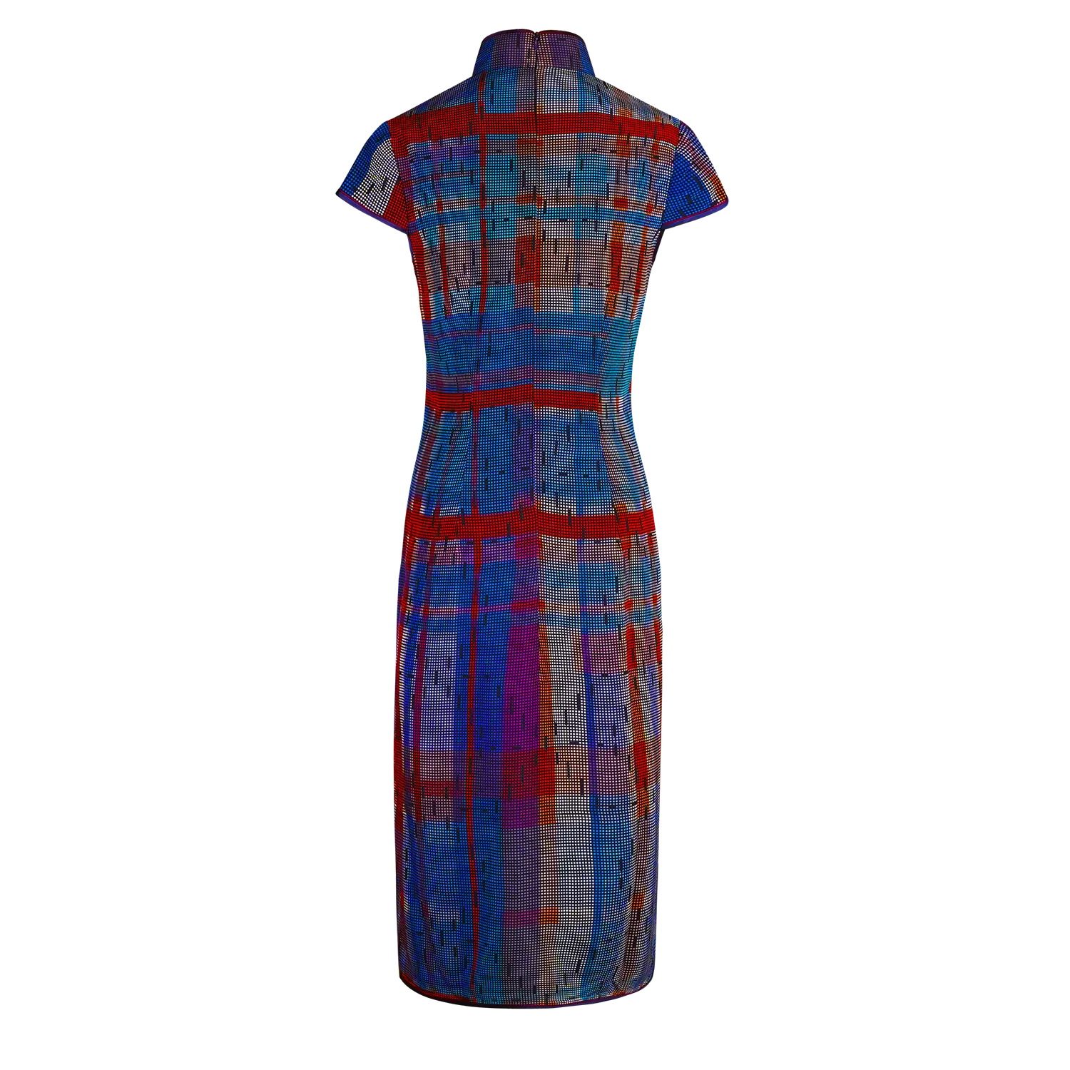 【HK SPIRIT】100% Silk Cheongsam - Mesh Version (Cap Sleeve) (紅白藍)