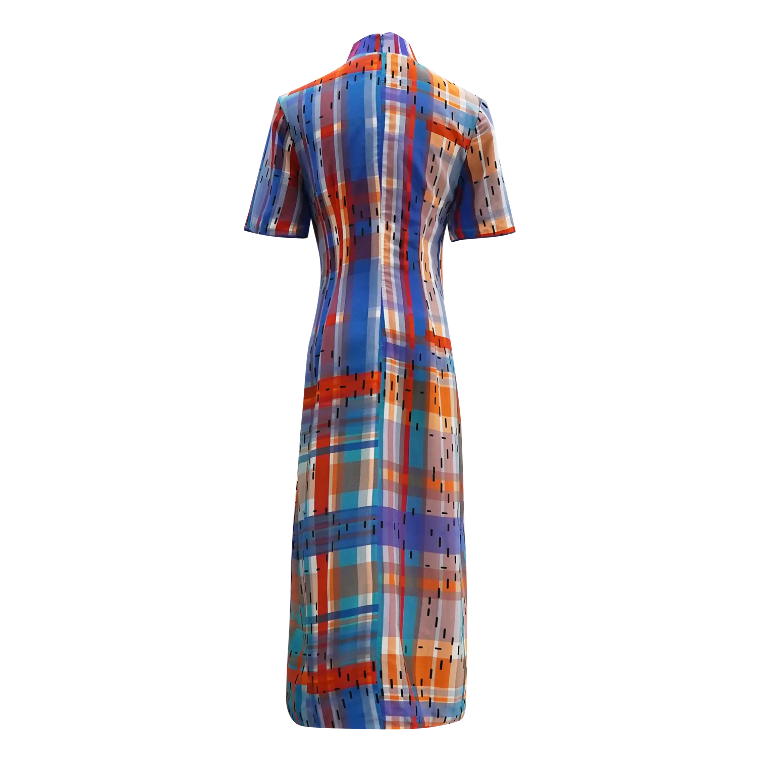 【HK SPIRIT】100% Silk Crystal Cheongsam (Cap Sleeve) (紅白藍) (Pearl Button)