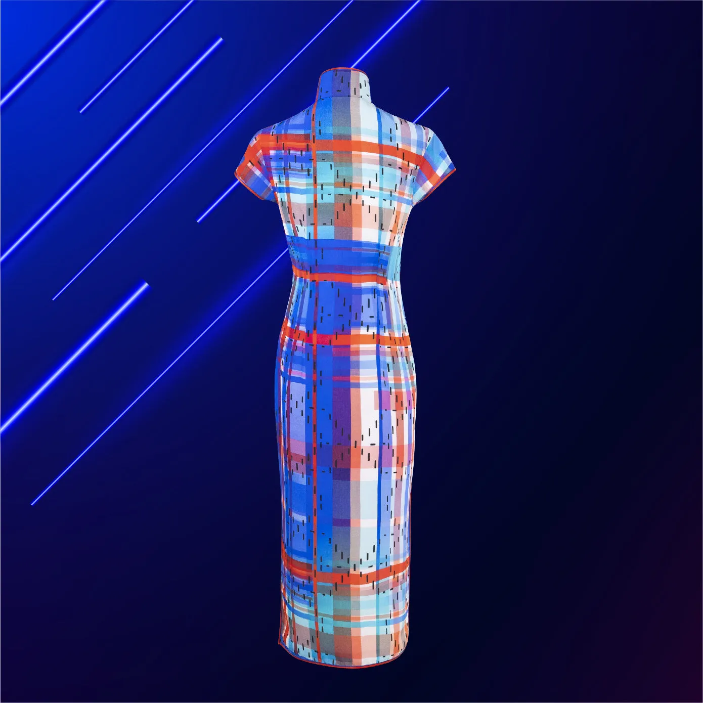 【HK SPIRIT】Masterpiece Collection Haute Couture 100% Silk Cheongsam (Cap Sleeve) (紅白藍)