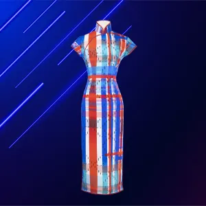 【HK SPIRIT】Masterpiece Collection Haute Couture 100% Silk Cheongsam (Cap Sleeve) (紅白藍)