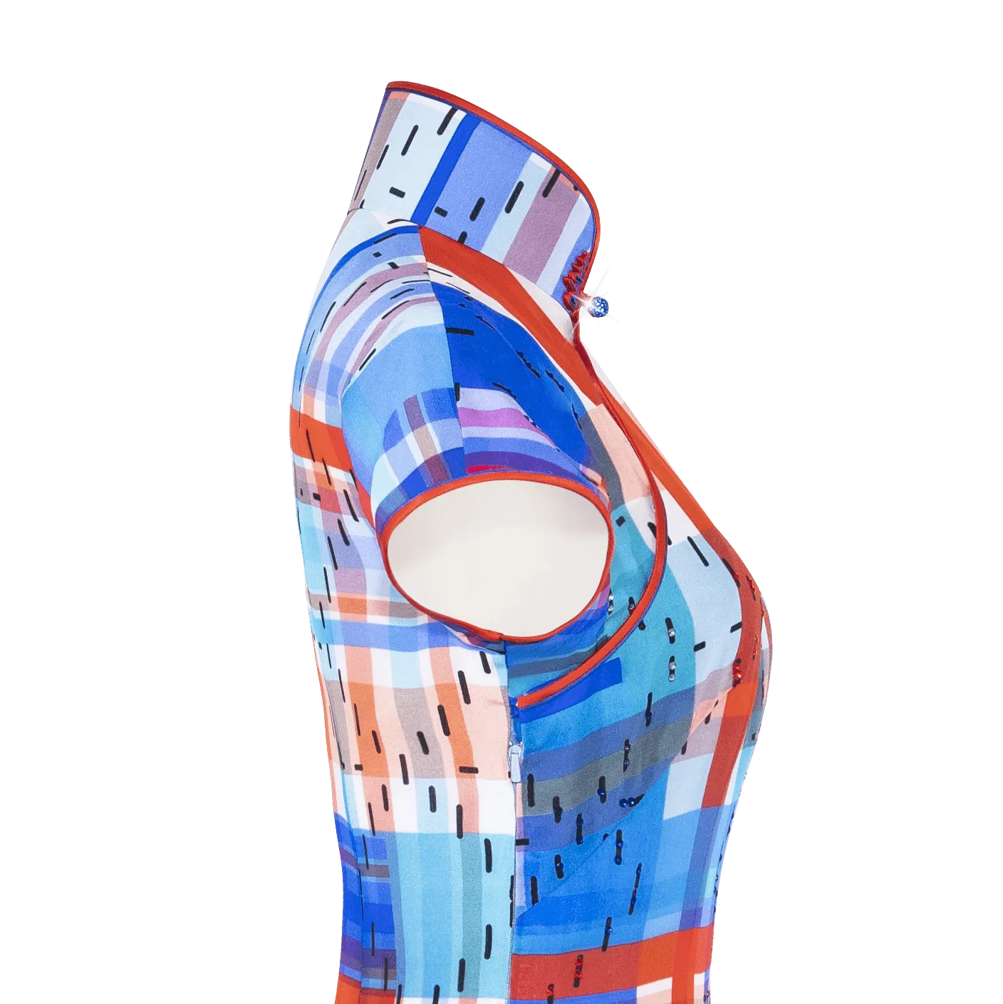 【HK SPIRIT】Masterpiece Collection Haute Couture 100% Silk Cheongsam (Cap Sleeve) (紅白藍)