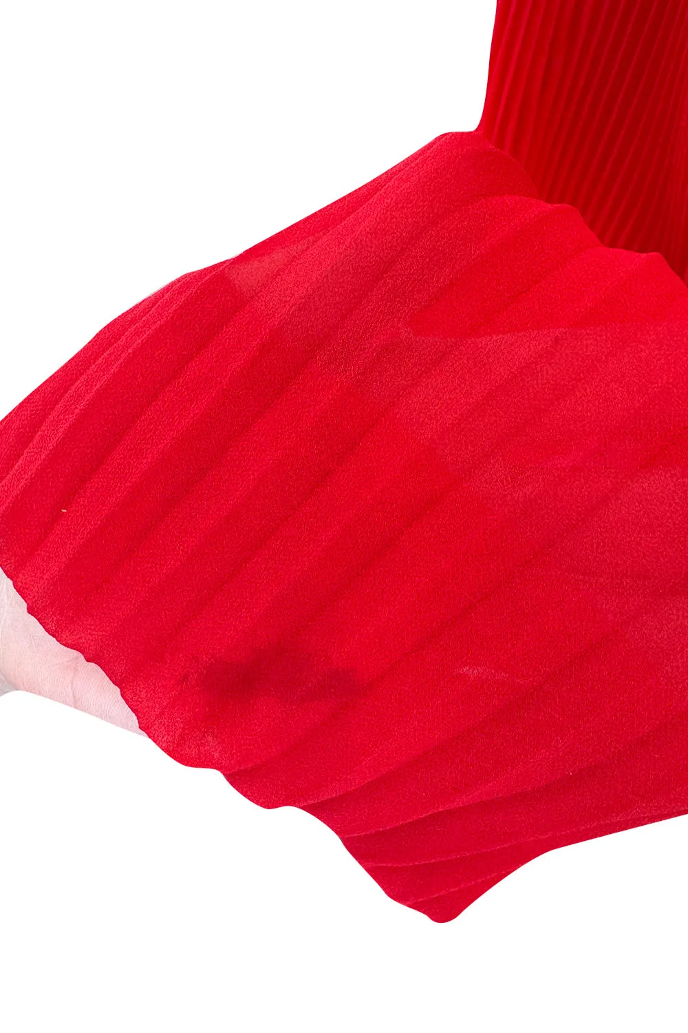 Incredible 1973 Hubert de Givenchy Haute Couture Red Sillk Crepe Chiffon Pleated Dress