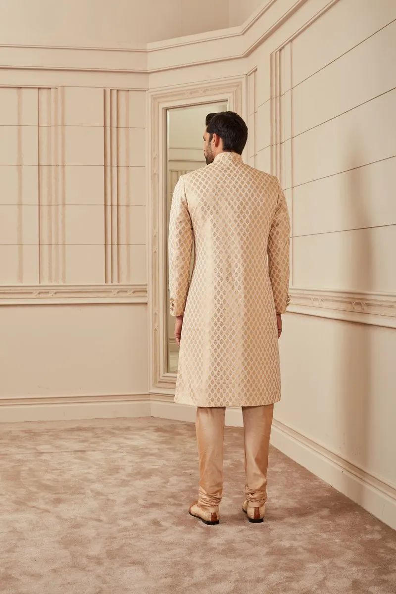 Ivory Brocade Gold Sherwani