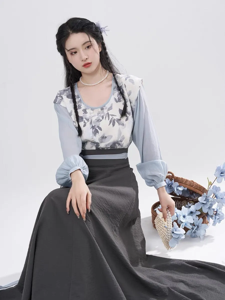 Jaylin Modern Hanfu Tang Style Square Collar Set