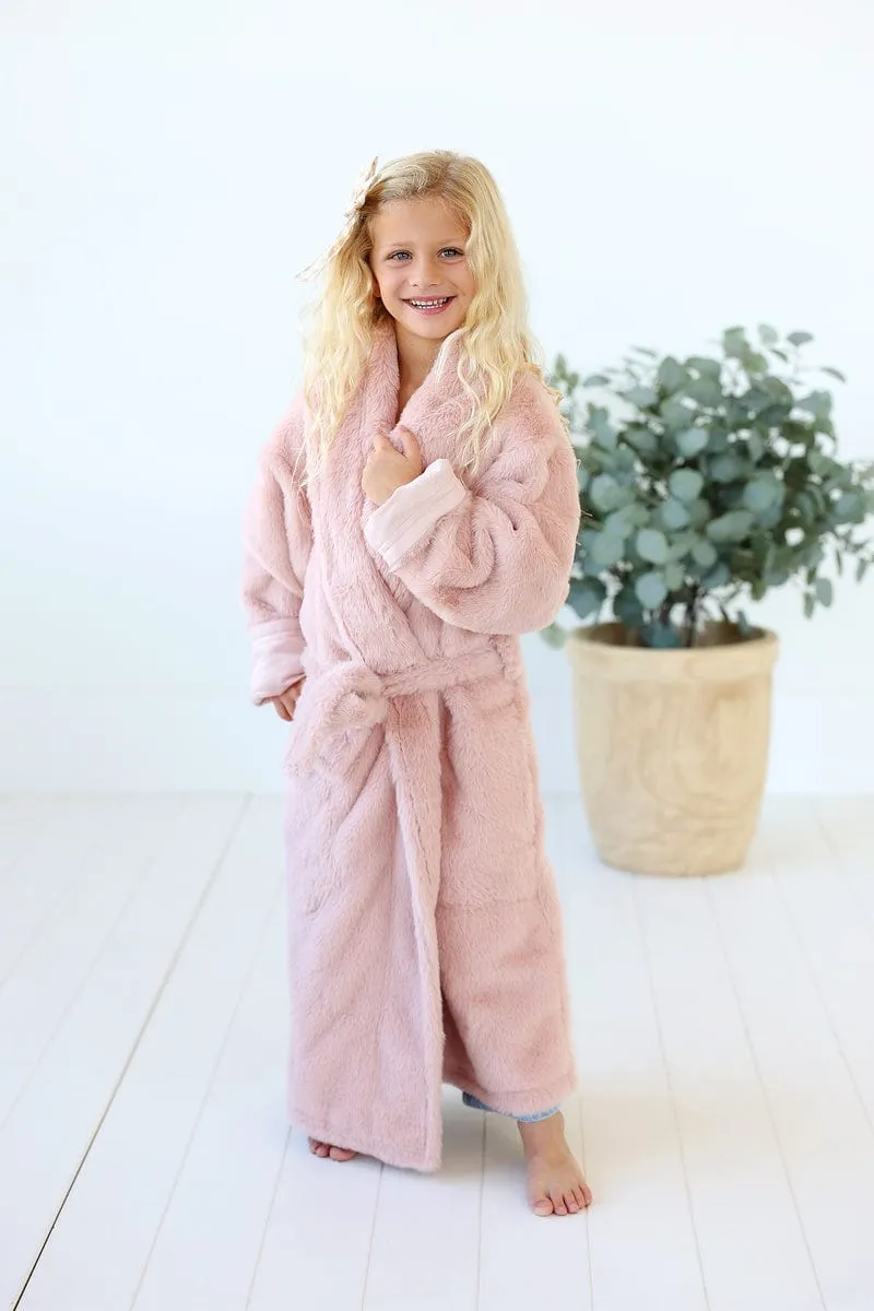 Kids Robe JulesRoche Soft Micro-Plush Lining Blush Pink