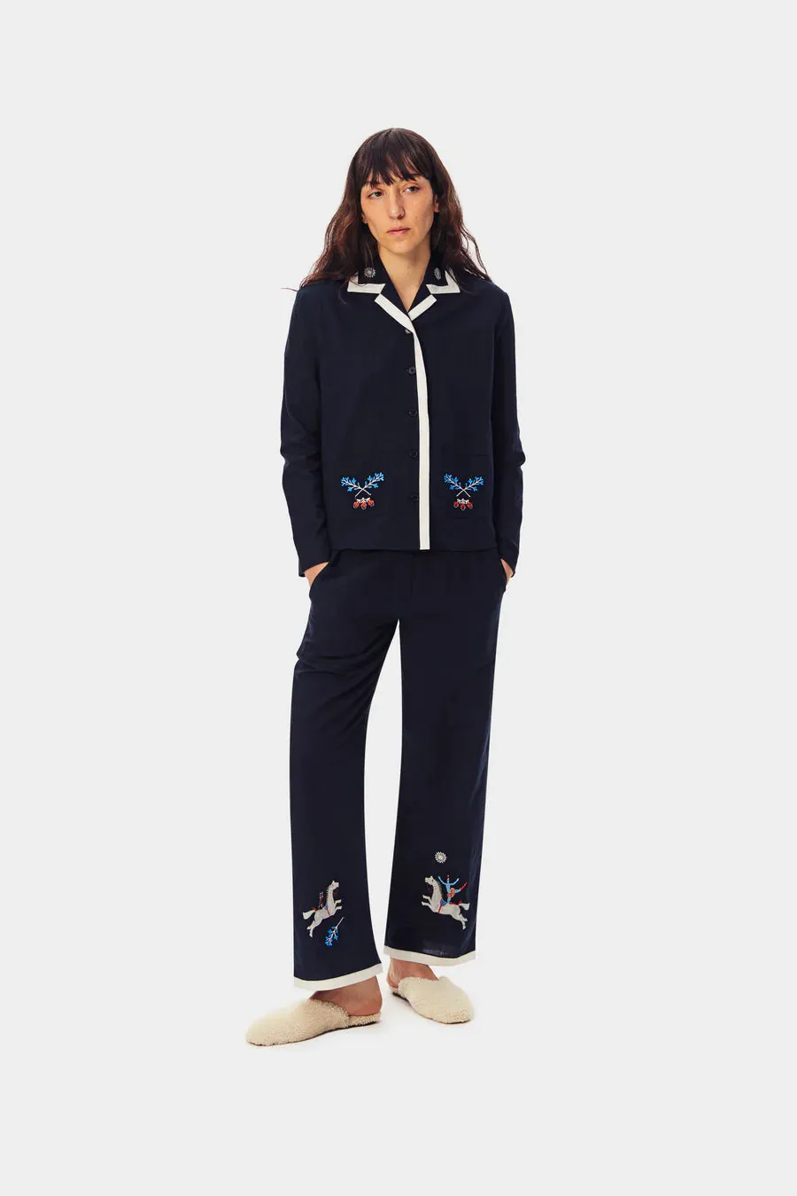 Kotyk Cotton-poplin Shirt in Navy