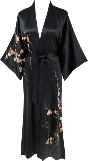 Ledamon Women's 100% Silk Kimono Long Robe - Classic Colors and Prints