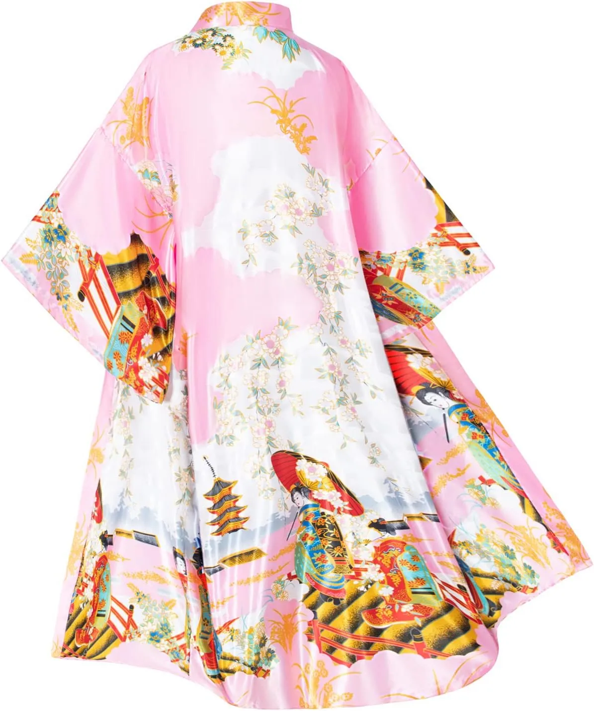Long Kimono Satin Printed Lightweight Cardigan Jacket Coat Yukata Cloak Bathrobe Tops fans Tabi socks set