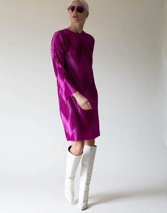 Long Sleeve Plisse Dress