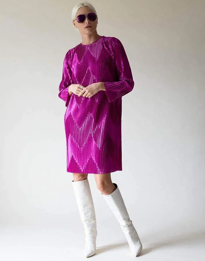 Long Sleeve Plisse Dress