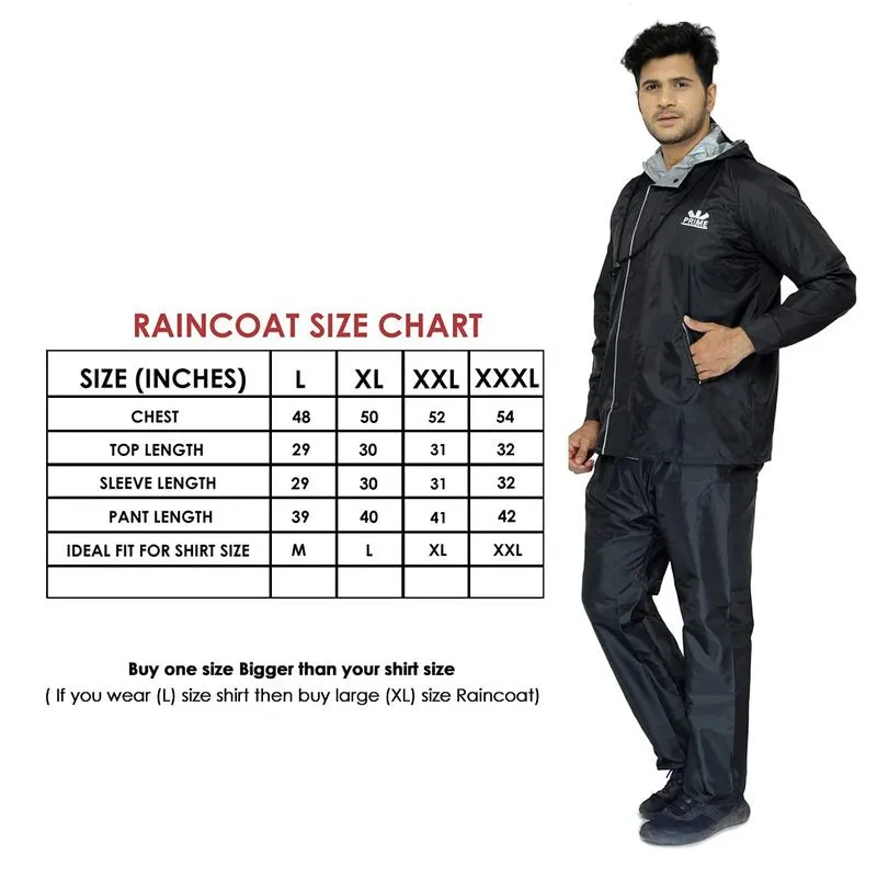Men Raincoat - Waterproof, Reversible with Inner Pocket | XL | Black