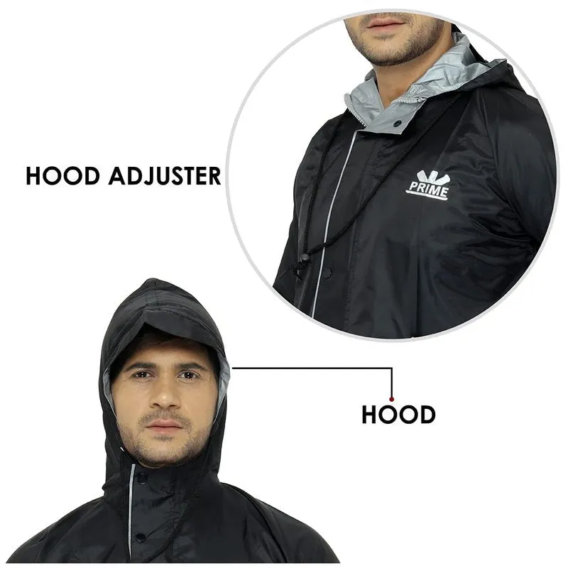 Men Raincoat - Waterproof, Reversible with Inner Pocket | XL | Black